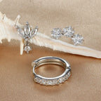 Silver Zircon Star Stud Earrings for Women