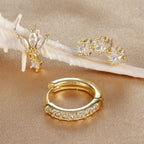 Gold Zircon Star Stud Earrings for Women