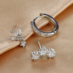 Silver Zircon Star Stud Earrings for Women