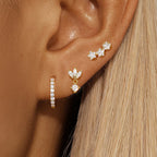 Gold Zircon Star Stud Earrings for Women