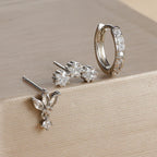 Silver Zircon Star Stud Earrings for Women