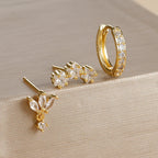 Gold Zircon Star Stud Earrings for Women