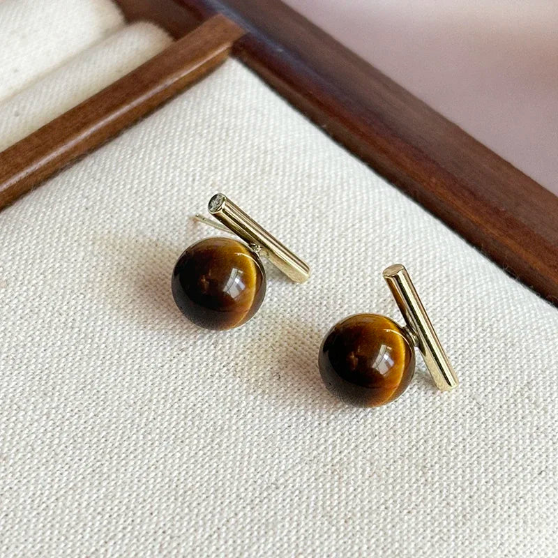 Tiger Eye Stud Earrings for Women