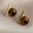 Tiger Eye Stud Earrings for Women