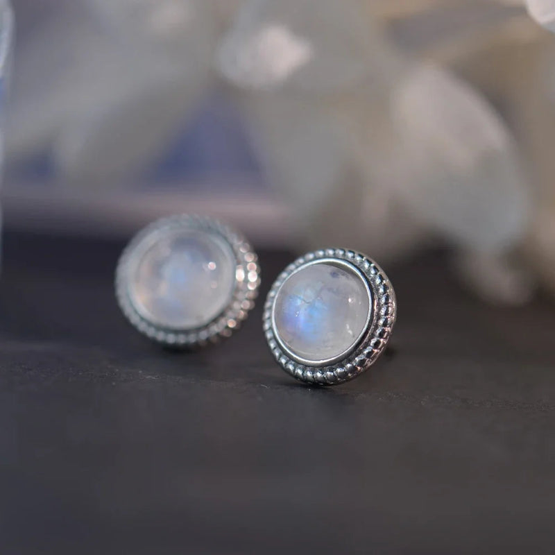 Boucles d'Oreilles Clou Femme Pierre de Lune
