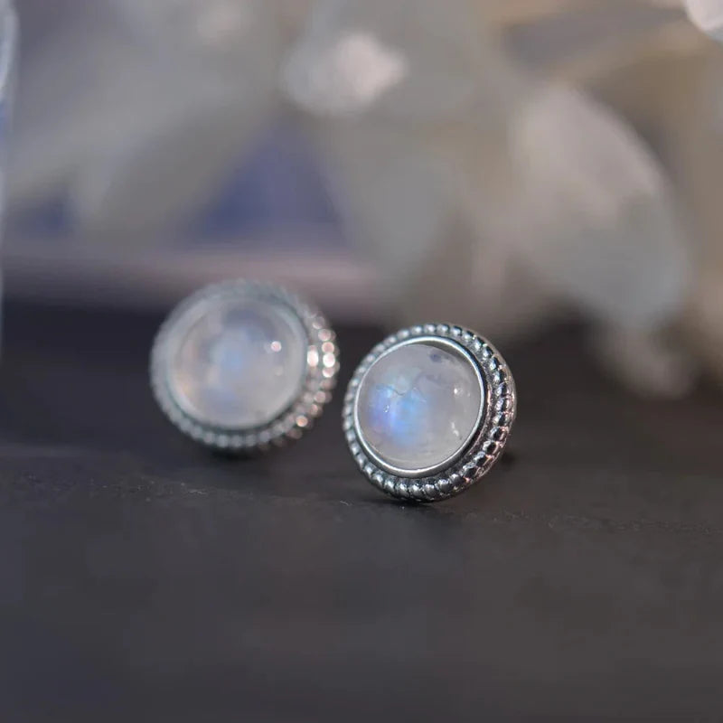 Moonstone Stud Earrings for Women