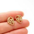 Gold Palm Leaf Stud Earrings