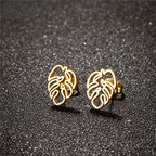 Gold Palm Leaf Stud Earrings