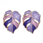 Purple Palm Leaf Stud Earrings