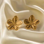 Open Five-Petal Flower Stud Earrings in Gold