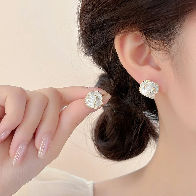 Camellia Flower Stud Earrings