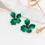 Boucles d'Oreilles Clou Fleur Quatre Pétales vert