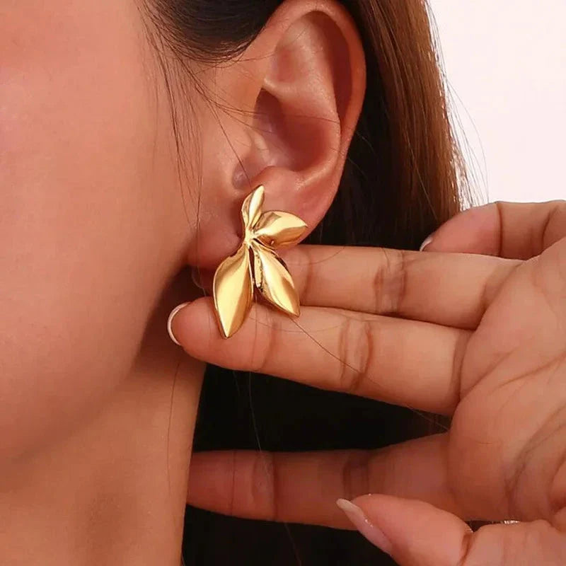 Gold Flower Stud Earrings