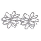 Asymmetric Flower Stud Earrings silver