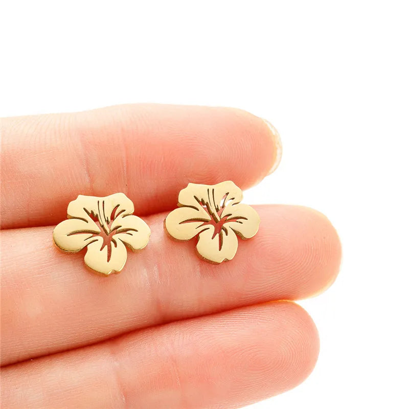 Women's Flower Stud Earrings gold