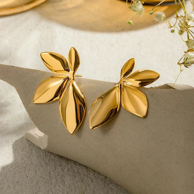 Gold Flower Stud Earrings