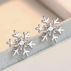 Boucles d'Oreilles Clou Flocon de Neige avec Zircon