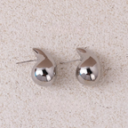 Silver Water Drop Stud Earrings