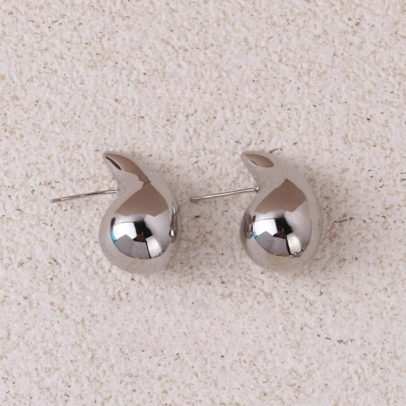 Silver Water Drop Stud Earrings