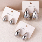 Silver Water Drop Stud Earrings