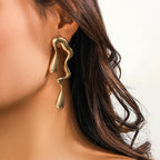 Asymmetric Water Drop Stud Earrings gold