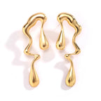 Asymmetric Water Drop Stud Earrings gold