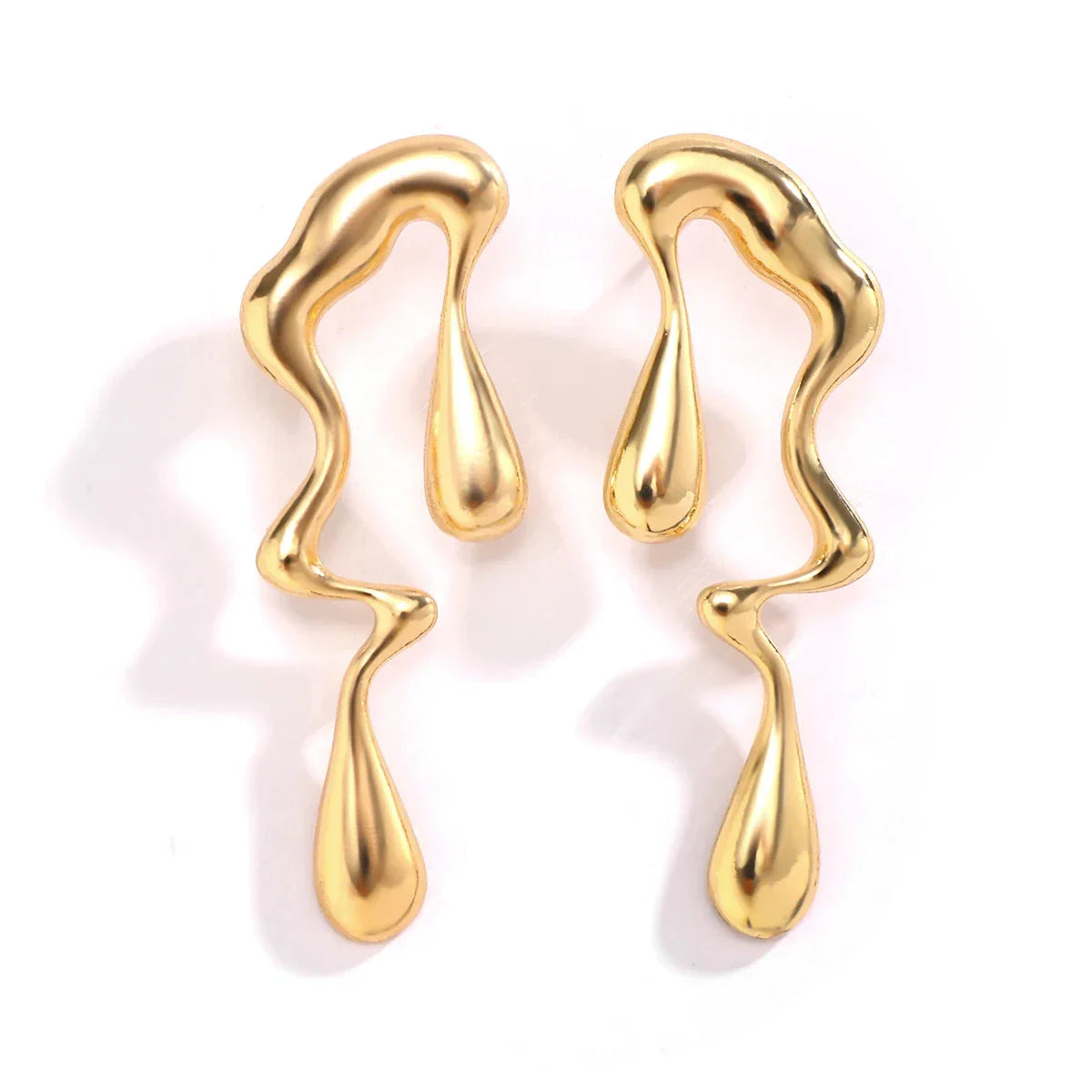 Asymmetric Water Drop Stud Earrings gold