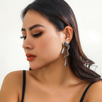 Asymmetric Water Drop Stud Earrings silver
