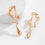 Asymmetric Water Drop Stud Earrings gold