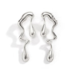 Asymmetric Water Drop Stud Earrings silver