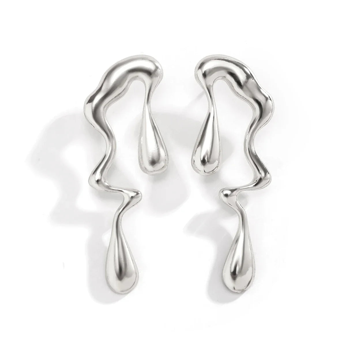Asymmetric Water Drop Stud Earrings silver