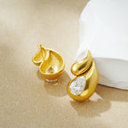 Stud Earrings Water Drop and Rhinestones