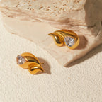 Stud Earrings Water Drop and Rhinestones