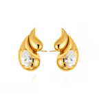 Stud Earrings Water Drop and Rhinestones