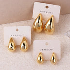 Gold Water Drop Stud Earrings