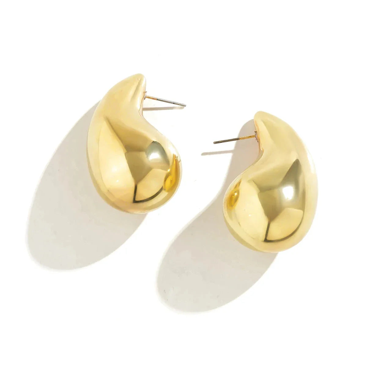 Large Water Drop Stud Earrings gold