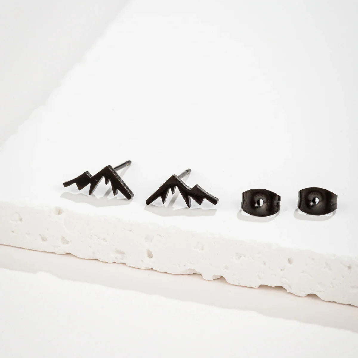 Mountain Stud Earrings for Women or Men black