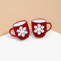 Boucles d'Oreilles Clou Mug avec Flocon de Neige