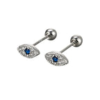 Stud Earrings Against the Evil Eye with Silver Rhinestones