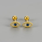 Stud Earrings Against the Evil Eye with Gold Rhinestones