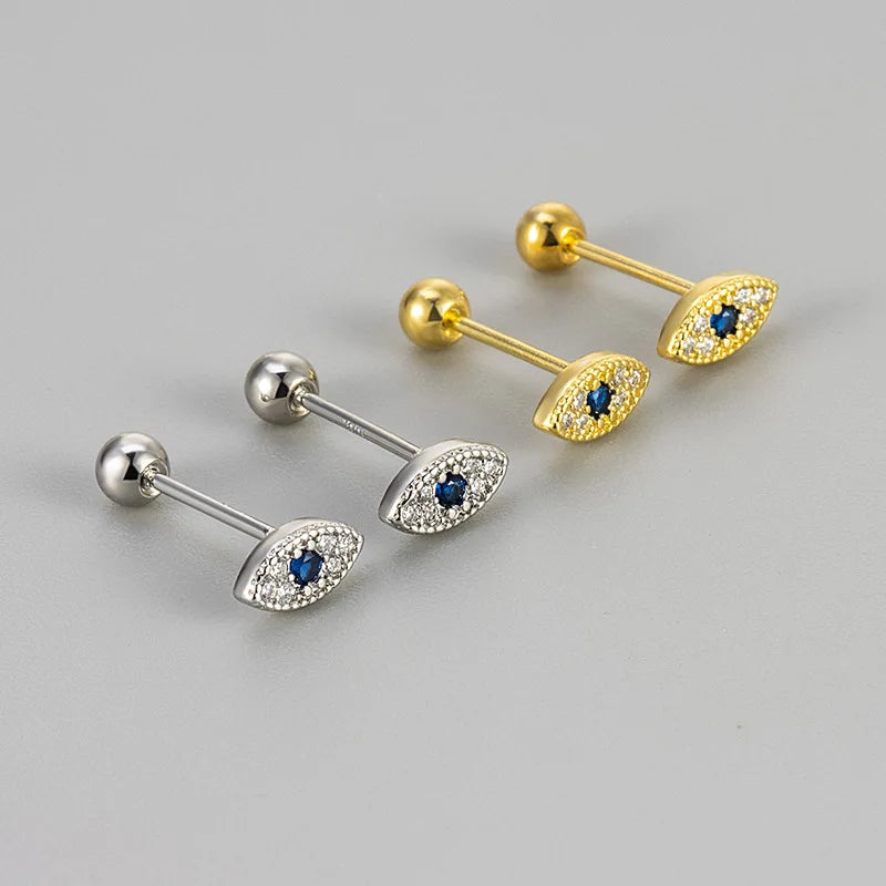 Stud Earrings Against the Evil Eye with Rhinestones