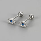 Stud Earrings Against the Evil Eye with Silver Rhinestones