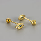 Stud Earrings Against the Evil Eye with Gold Rhinestones
