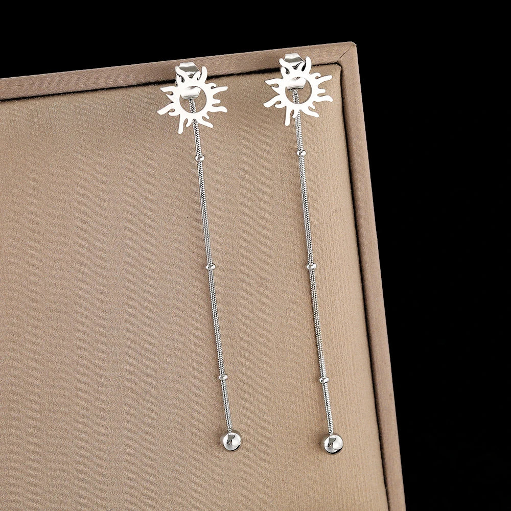 Sun Pendant Stud Earrings silver