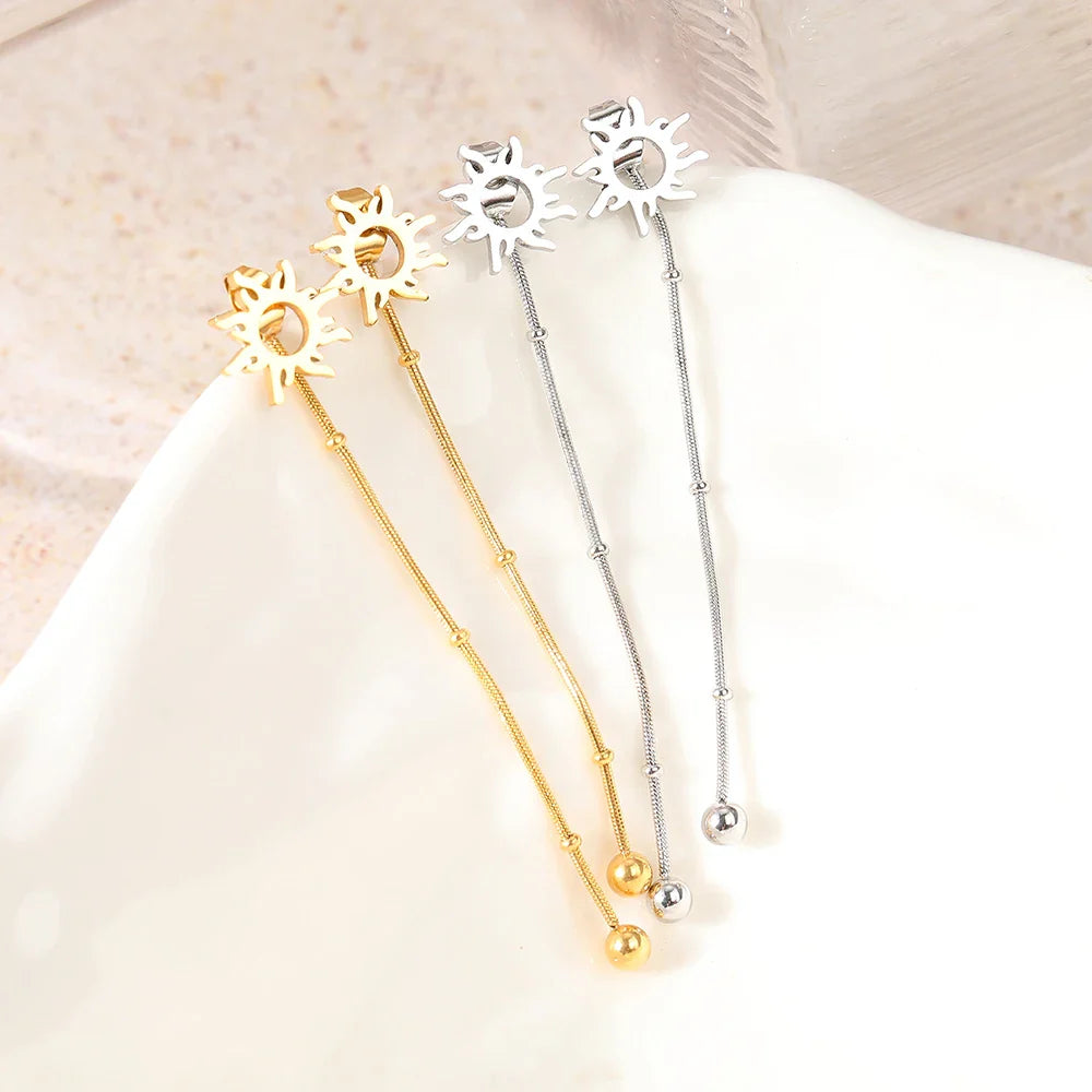 Sun Pendant Stud Earrings silver