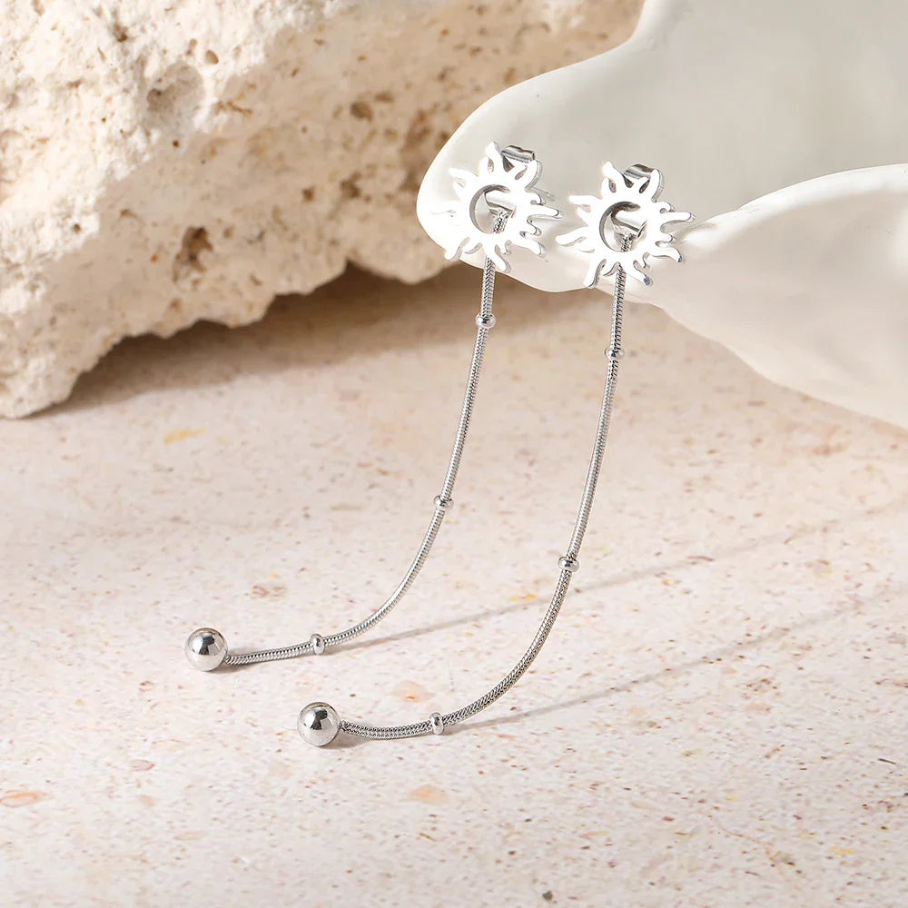 Sun Pendant Stud Earrings silver