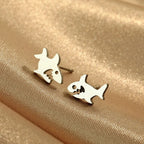 Silver Shark Stud Earrings