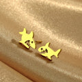 Gold Shark Stud Earrings