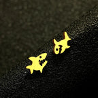 Gold Shark Stud Earrings