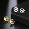 Round Mountain Stud Earrings for Women or Men gold